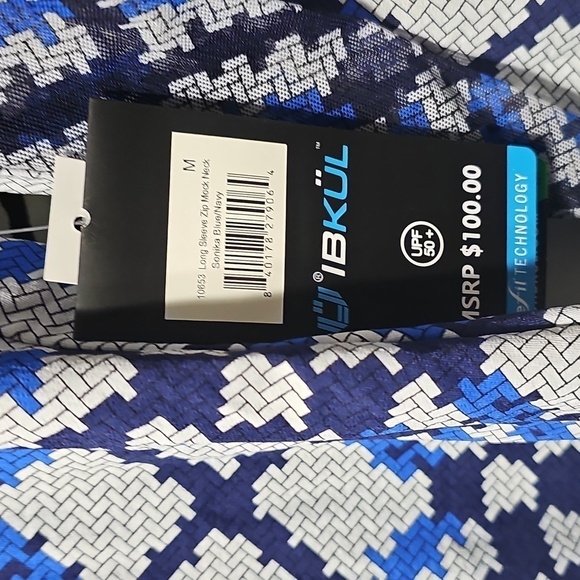 IBKUL Mock Neck Patterned Long Sleeve Zip Top Sonika Size Medium NWT - Picture 7 of 10